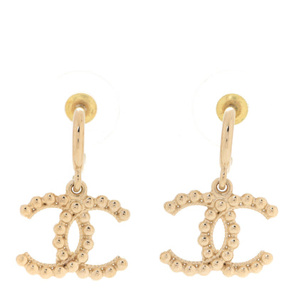 Chanel Metal Bead CC Drop Earrings Gold 1 of 5