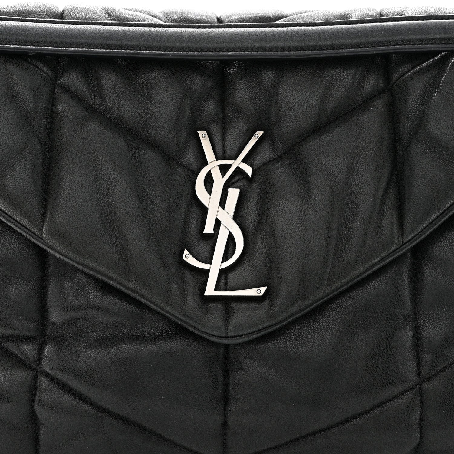 Saint Laurent SAINT LAURENT Lambskin Quilted Medium Loulou Puffer Monogram Chain Satchel Black 8 of 13