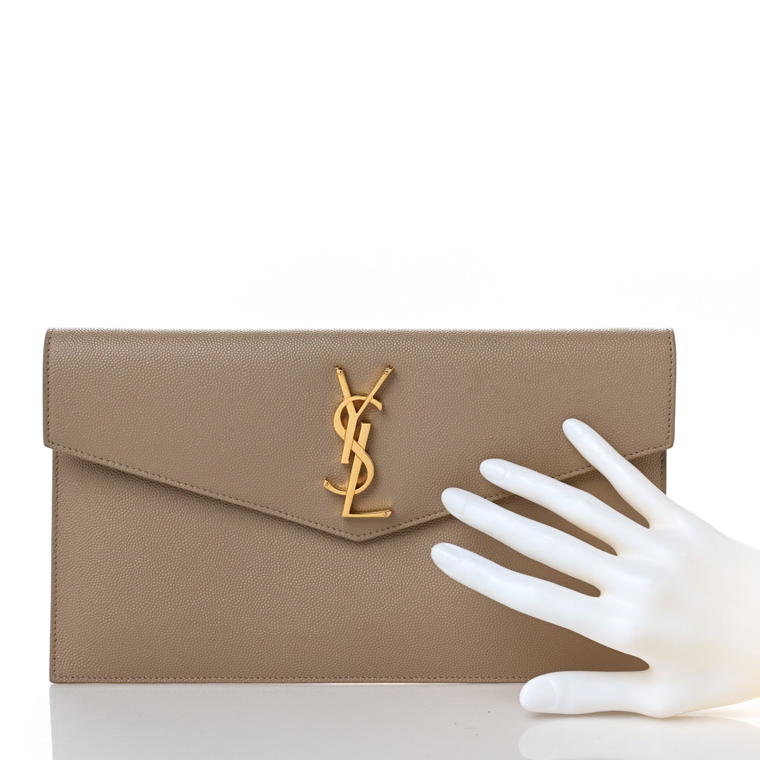 Saint Laurent Grain De Poudre Uptown Pouch Dark Beige 2 of 8