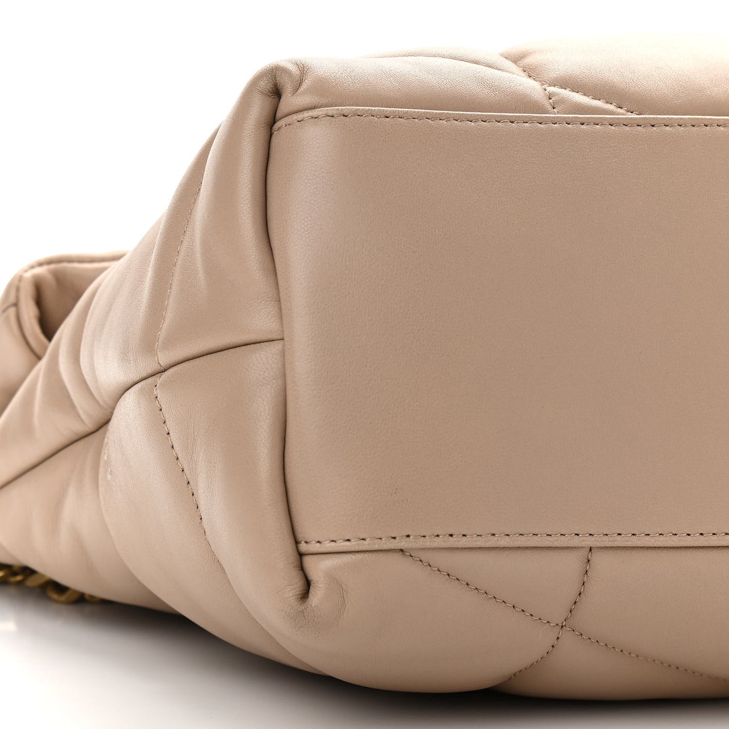 Lambskin Quilted Medium Loulou Puffer Monogram Chain Satchel Dark Beige