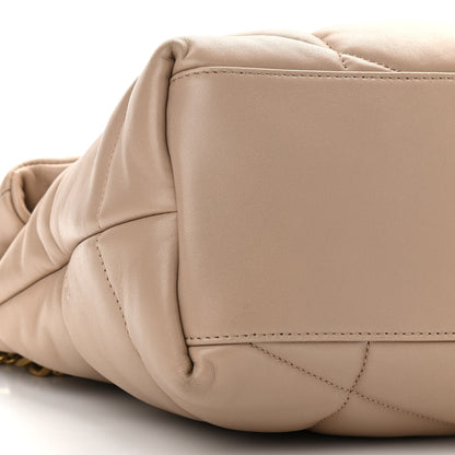 Saint Laurent Lambskin Quilted Medium Loulou Puffer Monogram Chain Satchel Dark Beige 9 of 11