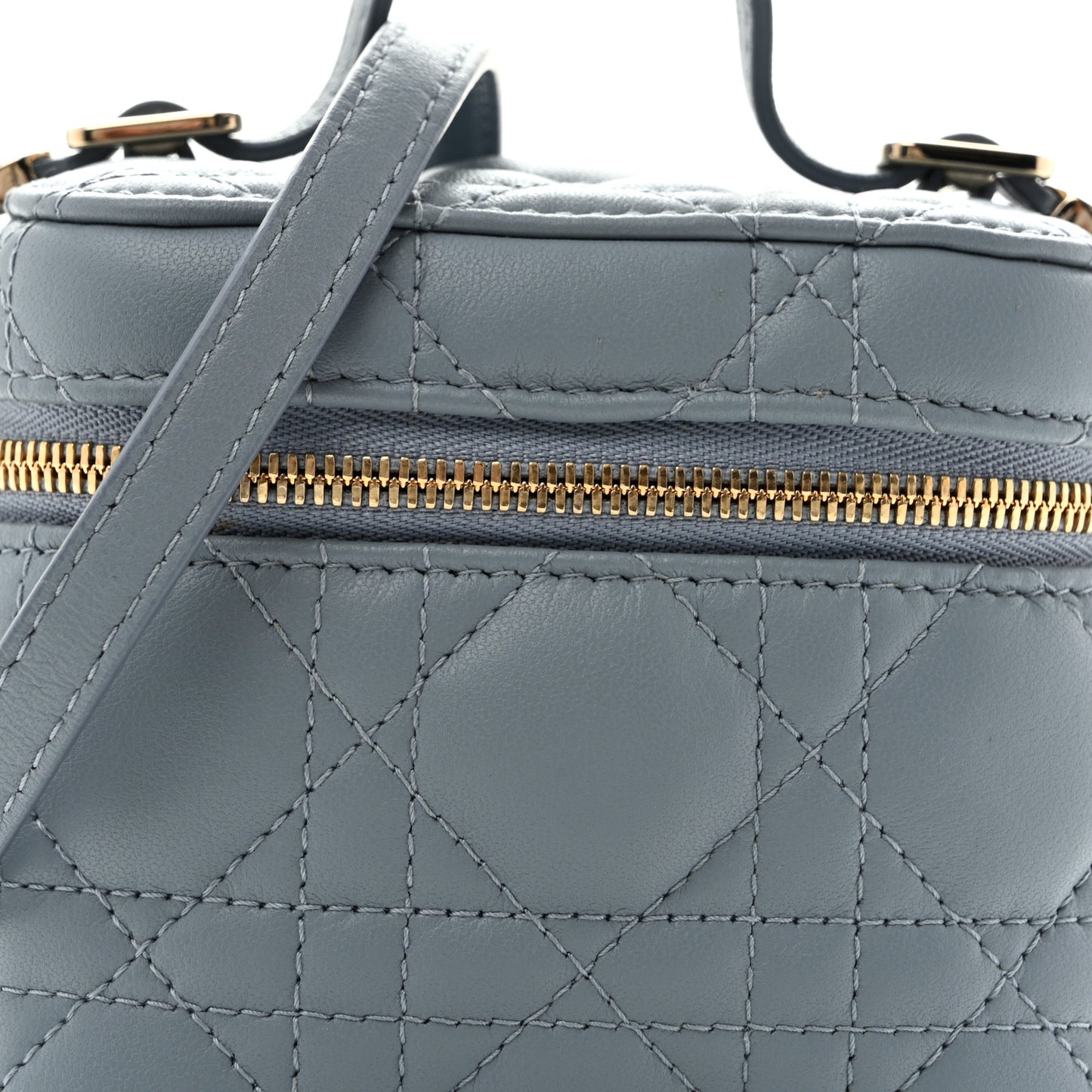 Lambskin Cannage Micro Lady Dior Vanity Case Cloud Blue