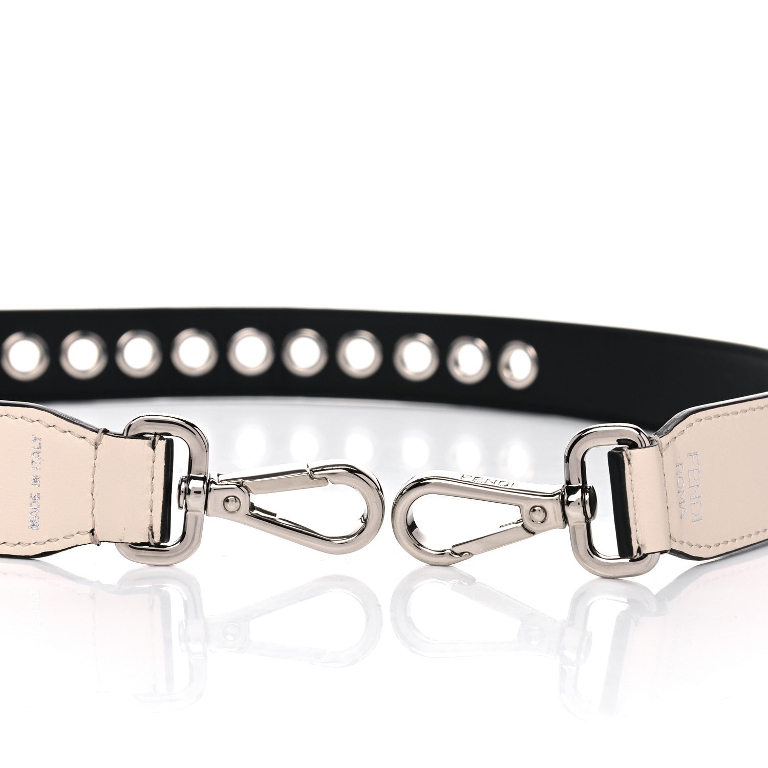 Fendi Vitello Century Grommet Strap You Black Camelia 3 of 5