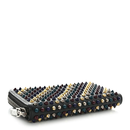 Christian Louboutin Calfskin Panettone Spiked Zip Around Wallet Black Multicolor 4 of 12