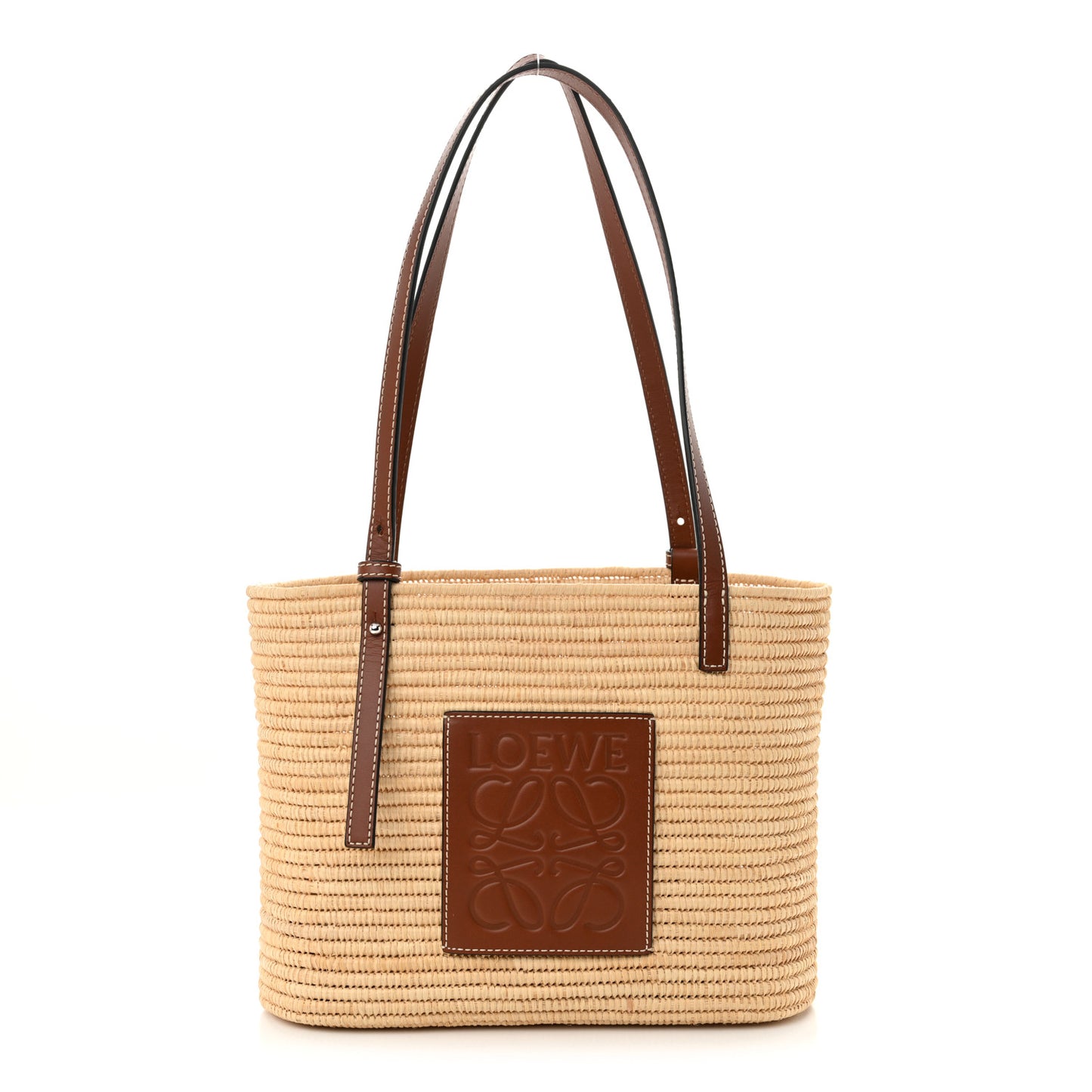 Raffia Square Small Basket Tote Bag Natural Tan