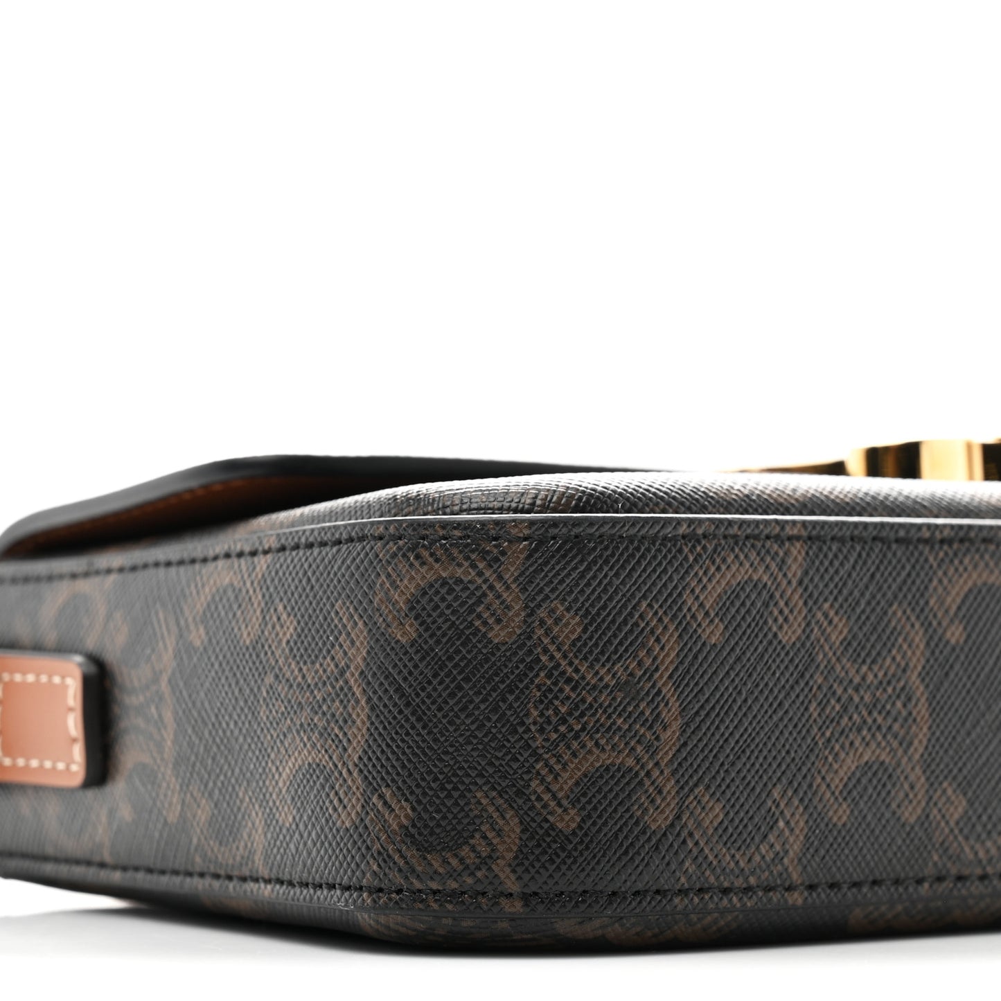 Canvas Calfskin Triomphe Shoulder Bag Tan