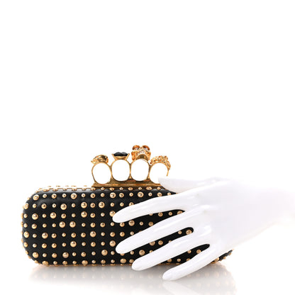 Alexander McQueen Nappa Studded Skull Knuckle Duster Clutch Black 2 of 8