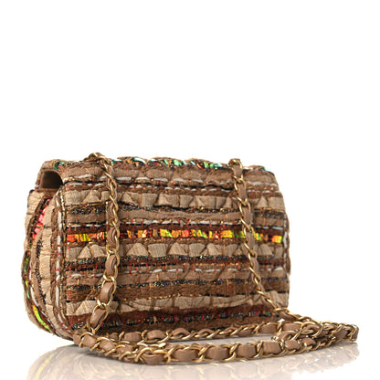Chanel Iridescent Tweed Lambskin Mini Rectangular Flap Dark Beige 3 of 9