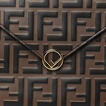 Fendi Vitello Soft F is Fendi Bi-Color FF 1974 Embossed Envelope Pouch Maya Black 8 of 11