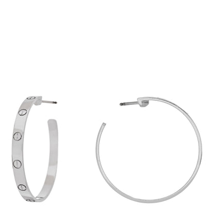 Cartier 18K White Gold Large LOVE Hoop Earrings 1 of 4