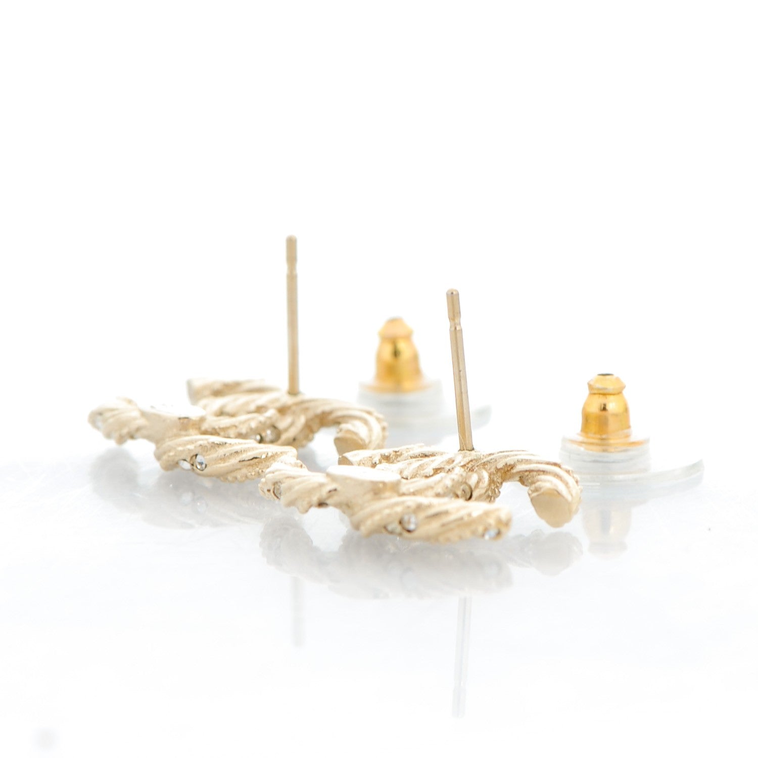 Chanel Crystal Twisted CC Earrings Gold 3 of 5