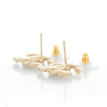 Chanel Crystal Twisted CC Earrings Gold 3 of 5