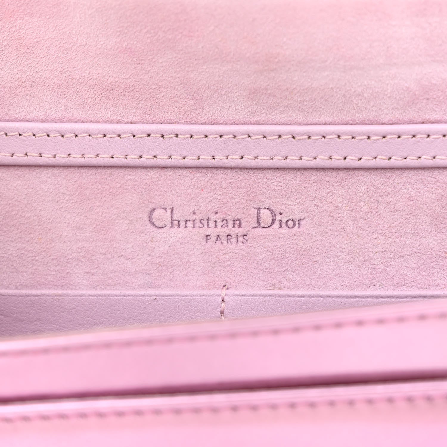 Christian Dior Metallic Patent Studded Diorama Wallet on Chain Pouch Pink 6 of 13