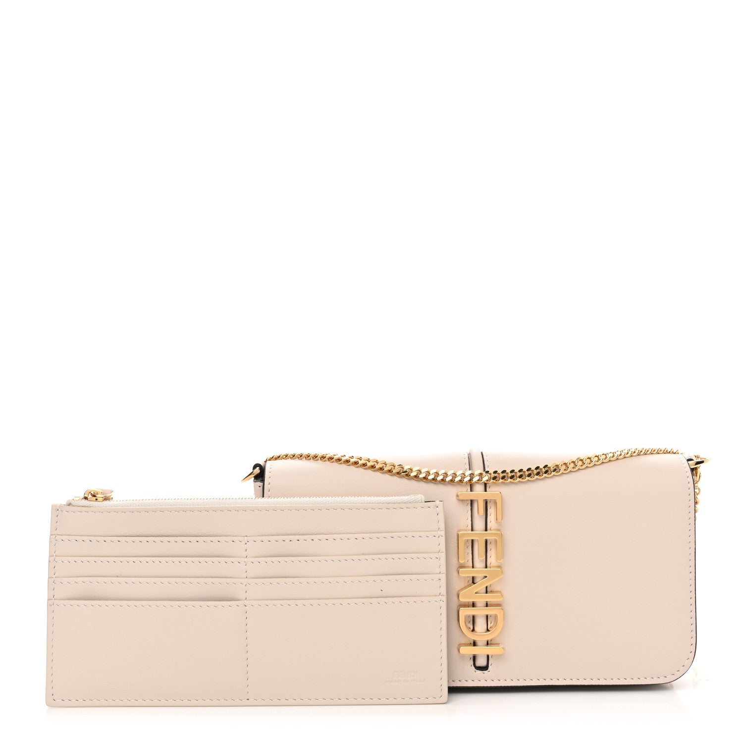 Fendi Vitello Grace Matte Fendigraphy Wallet on Chain Latte 1 of 11