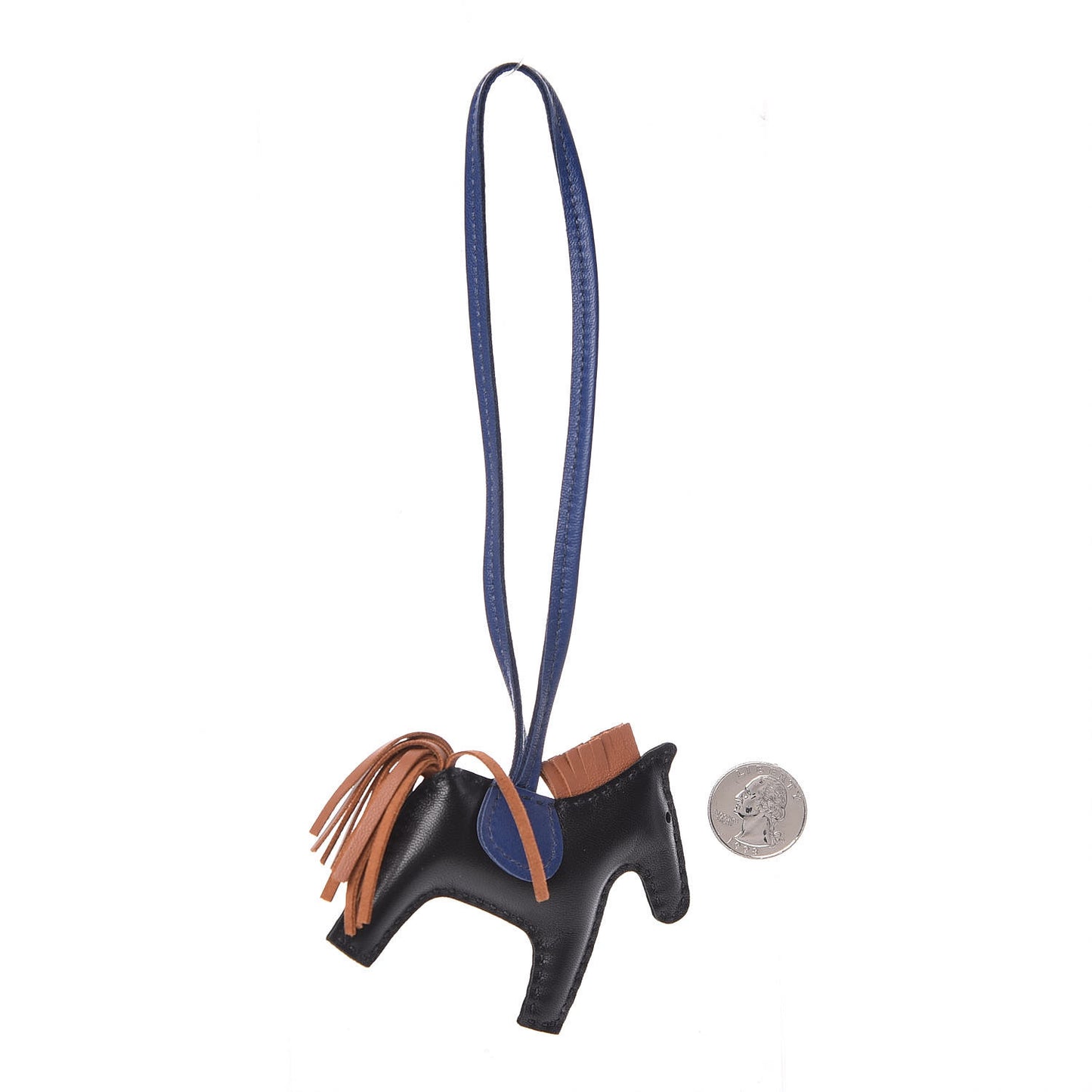 Milo Lambskin Grigri Rodeo Horse Bag Charm PM Black Bleu Saphir Gold