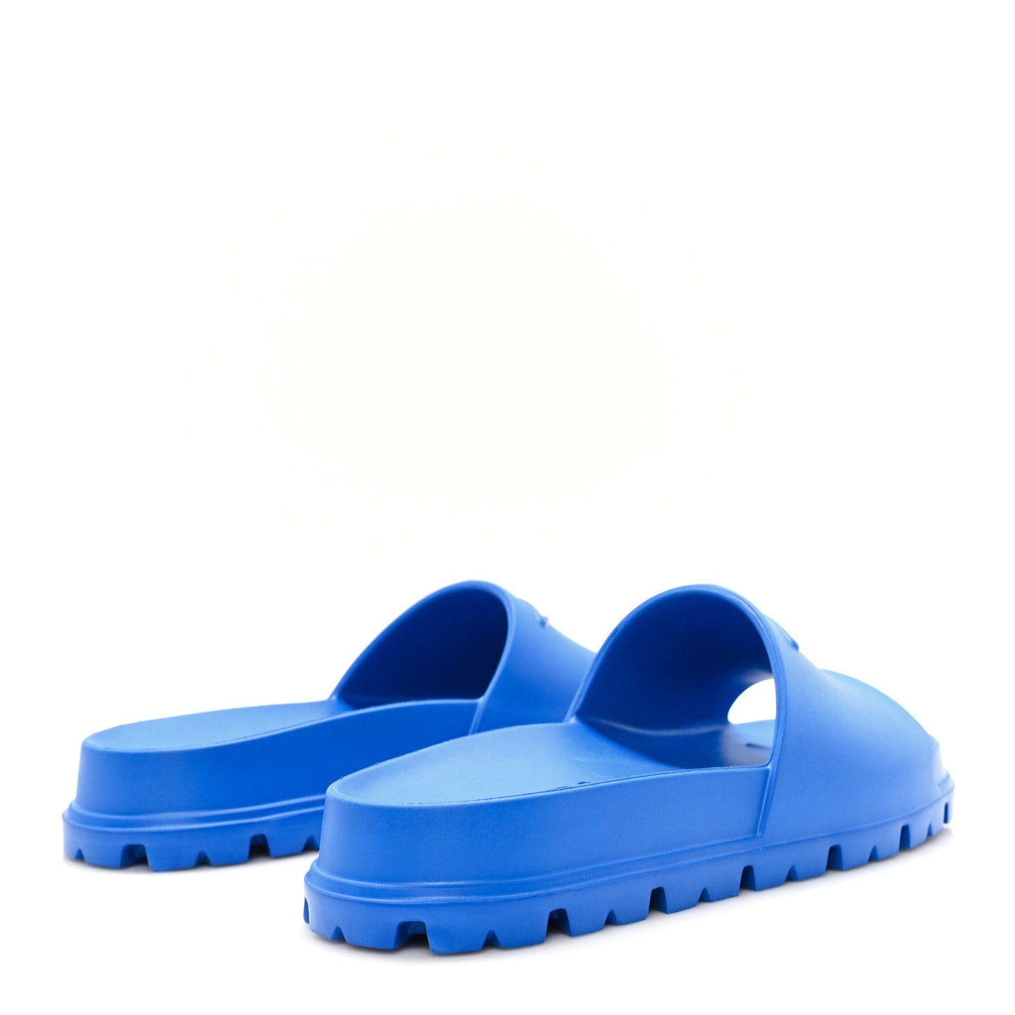 EVA Rubber Triangle Logo Embossed Womens Lug Sole 20mm Slide Sandals 37 Azzurro