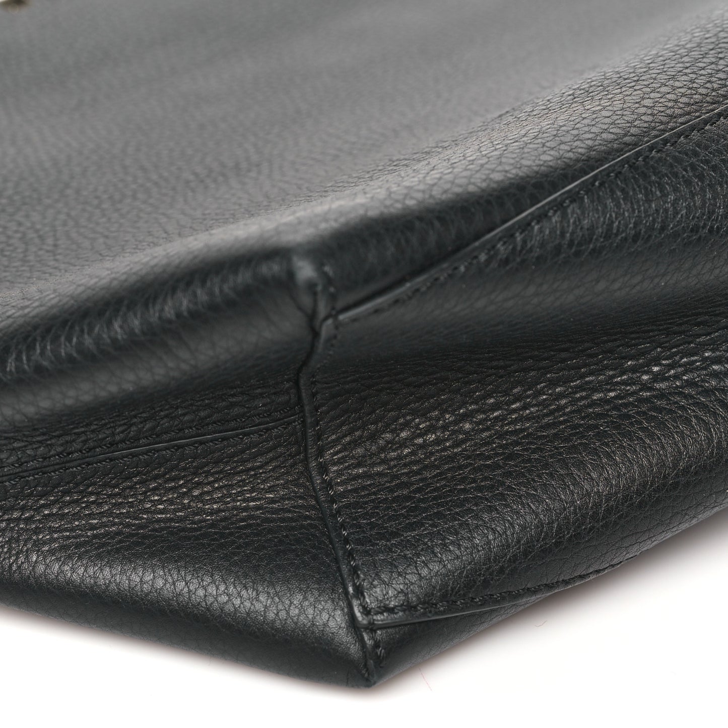 Grained Calfskin Rockstud Shoulder Tote Black