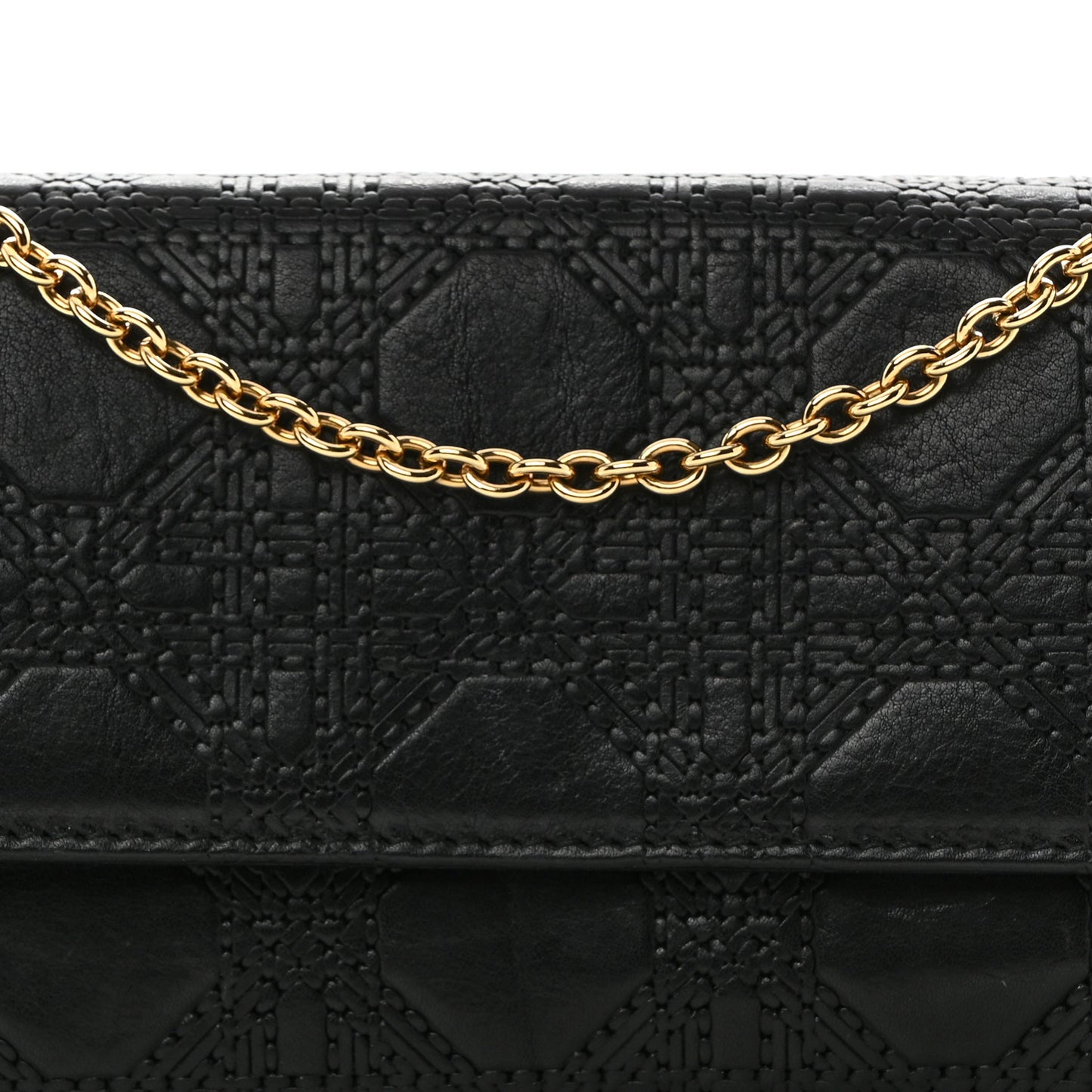 Lambskin Cannage Rendez-vous Chain Wallet Black