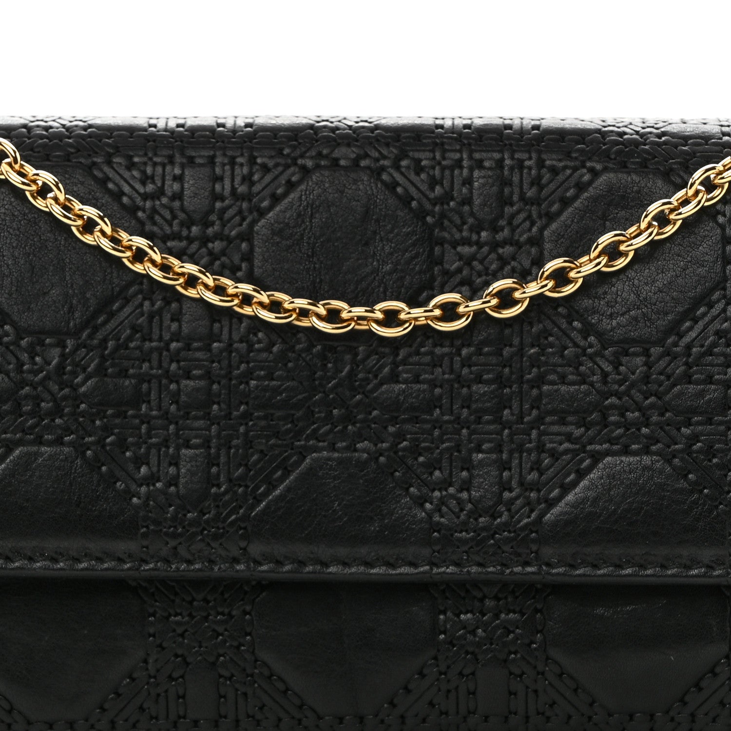 Christian Dior Lambskin Cannage Rendez-vous Chain Wallet Black 8 of 12