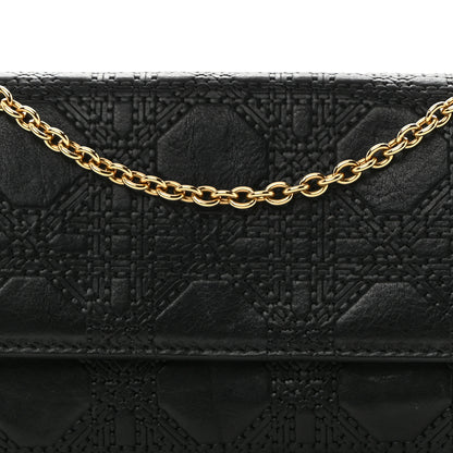 Christian Dior Lambskin Cannage Rendez-vous Chain Wallet Black 8 of 12