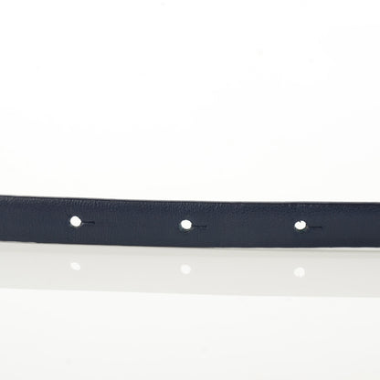 Chanel Leather CC Logo Skinny Belt 80 32 Navy Blue 10 of 12