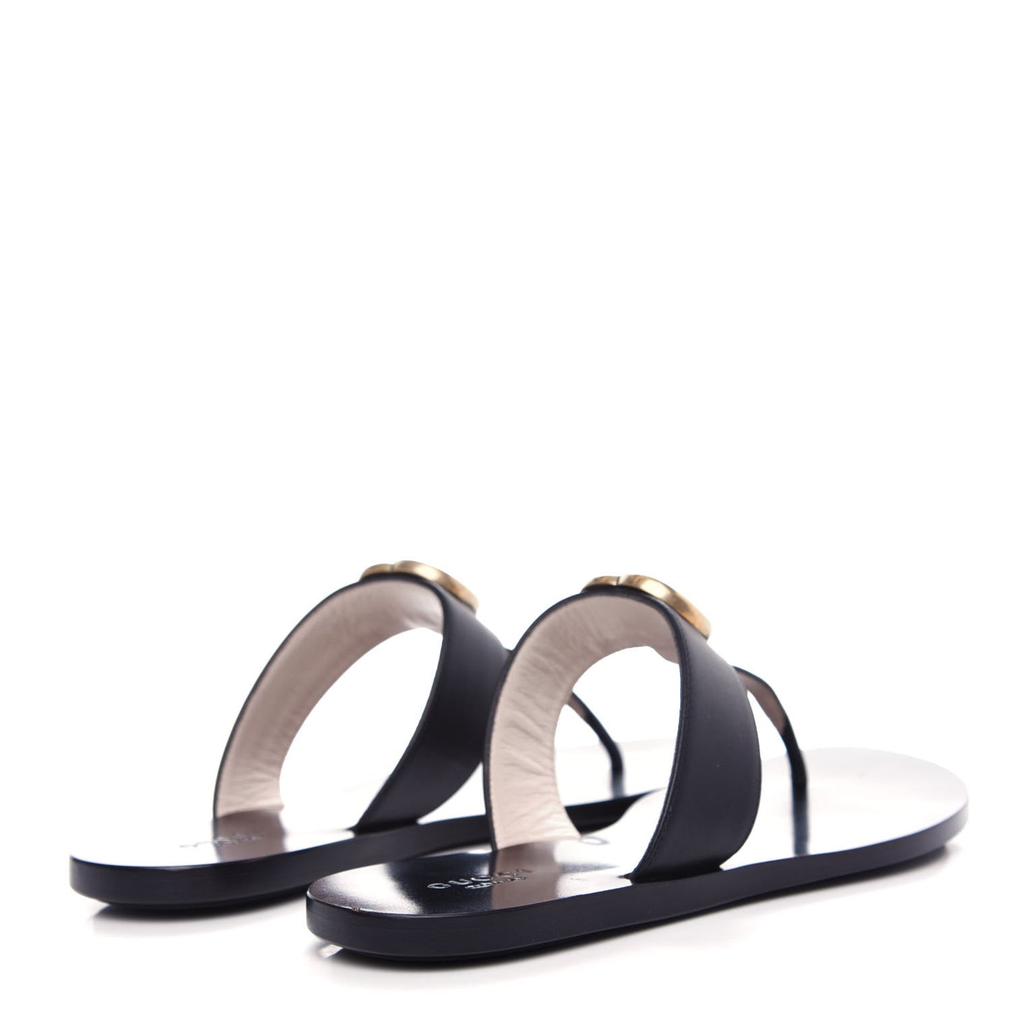 Calfskin GG Marmont Thong Sandals 37 Black