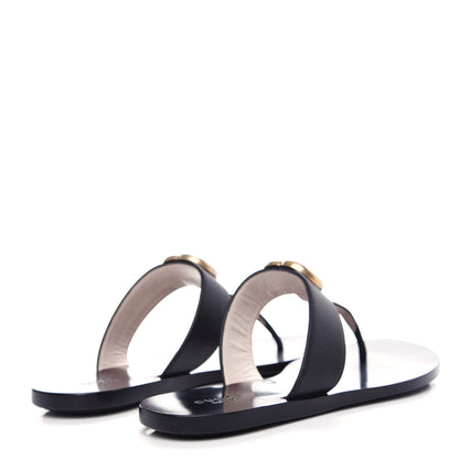 Gucci Calfskin GG Marmont Thong Sandals 37 Black 4 of 10