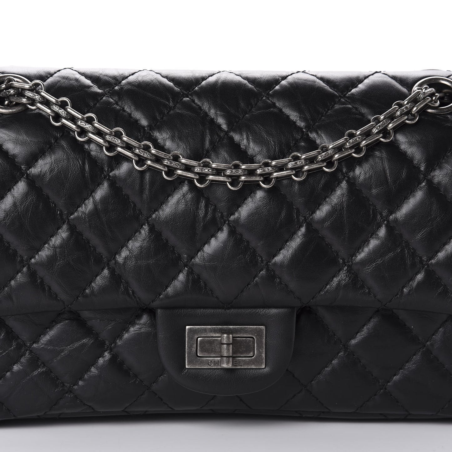 Aged Calfskin Quilted 2.55 Reissue 225 Flap Black