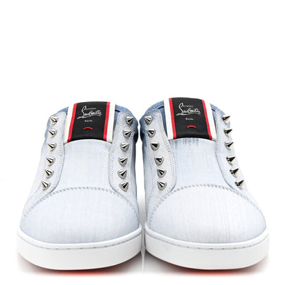 Christian Louboutin Denim Graffiti Mens Fique A Vontade Flat Sneakers 42.5 Blue White 3 of 10