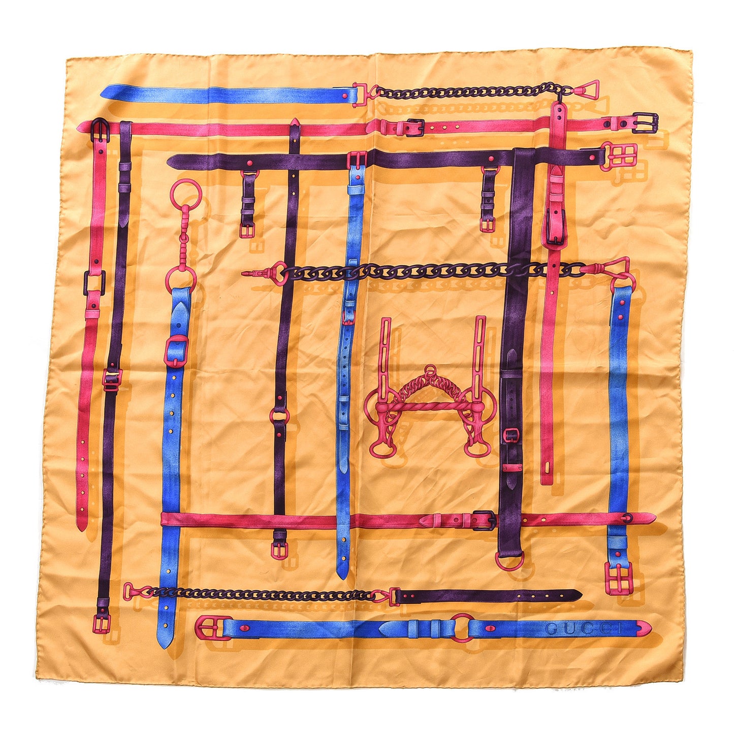 Silk Horsebit Scarf Yellow