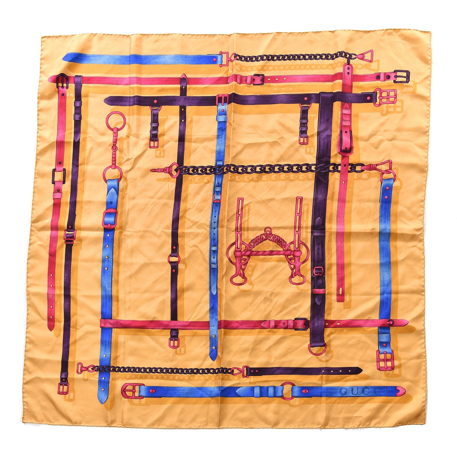 Gucci Silk Horsebit Scarf Yellow 1 of 7