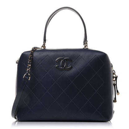 Chanel Calfskin Stitched CC Camera Case Bag Blue 1 of 17