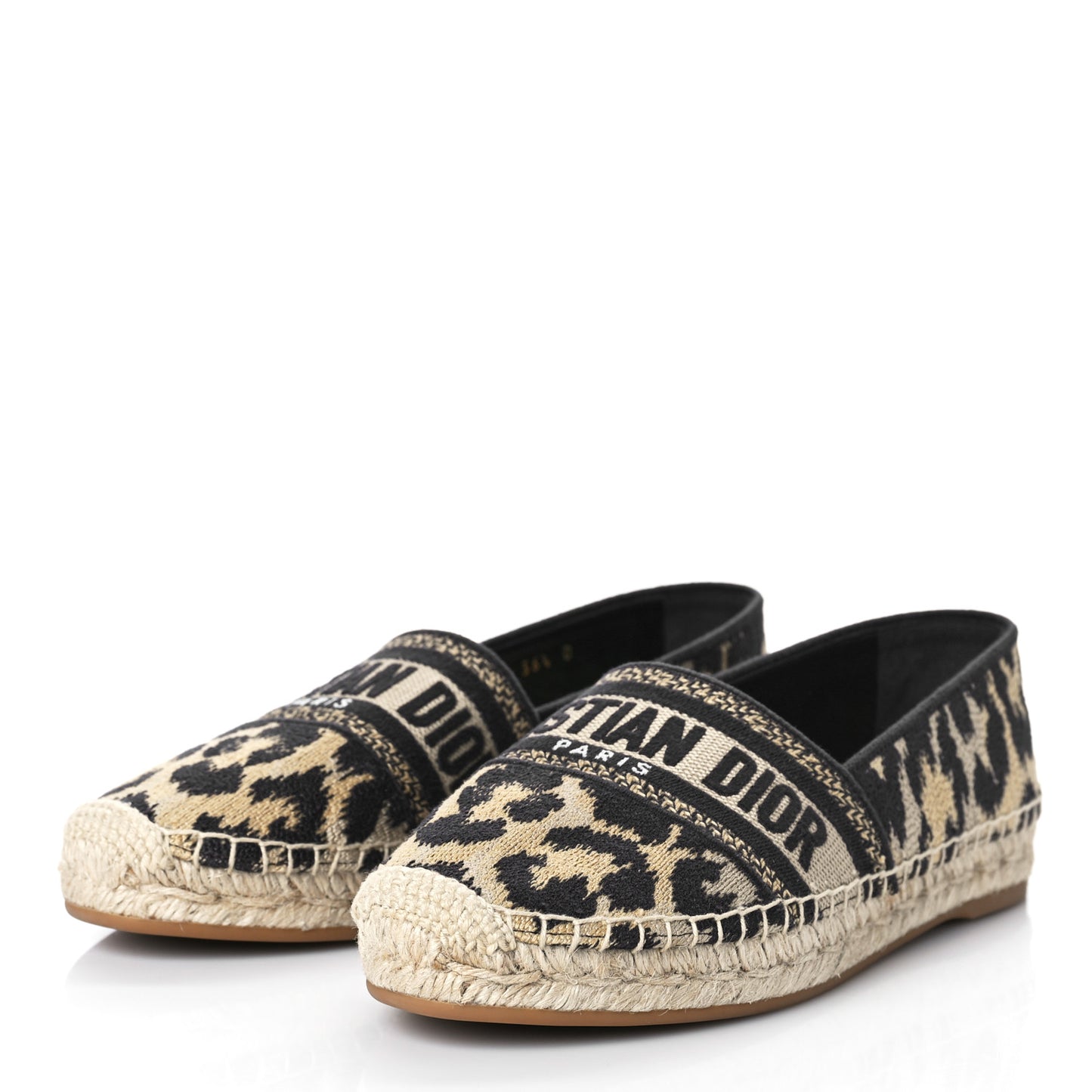 Cotton Embroidered Leopard Print Granville Espadrille 36.5 Natural