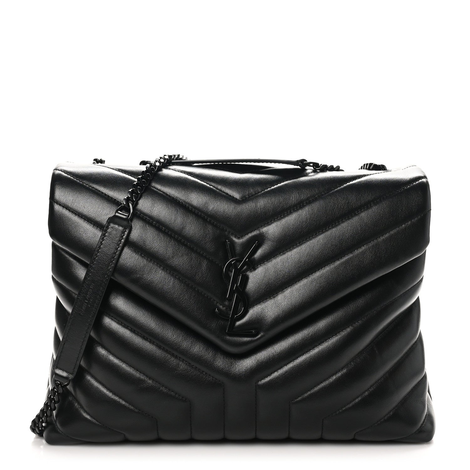 Saint Laurent Calfskin Y Quilted Monogram Monochrome Medium Loulou Chain Satchel Black 1 of 10