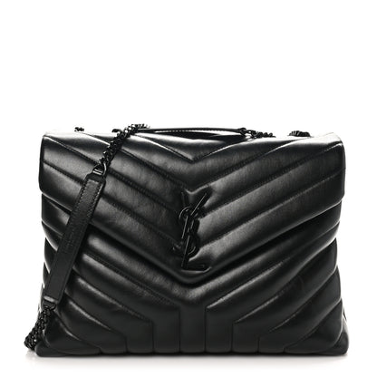 Saint Laurent Calfskin Y Quilted Monogram Monochrome Medium Loulou Chain Satchel Black 1 of 10
