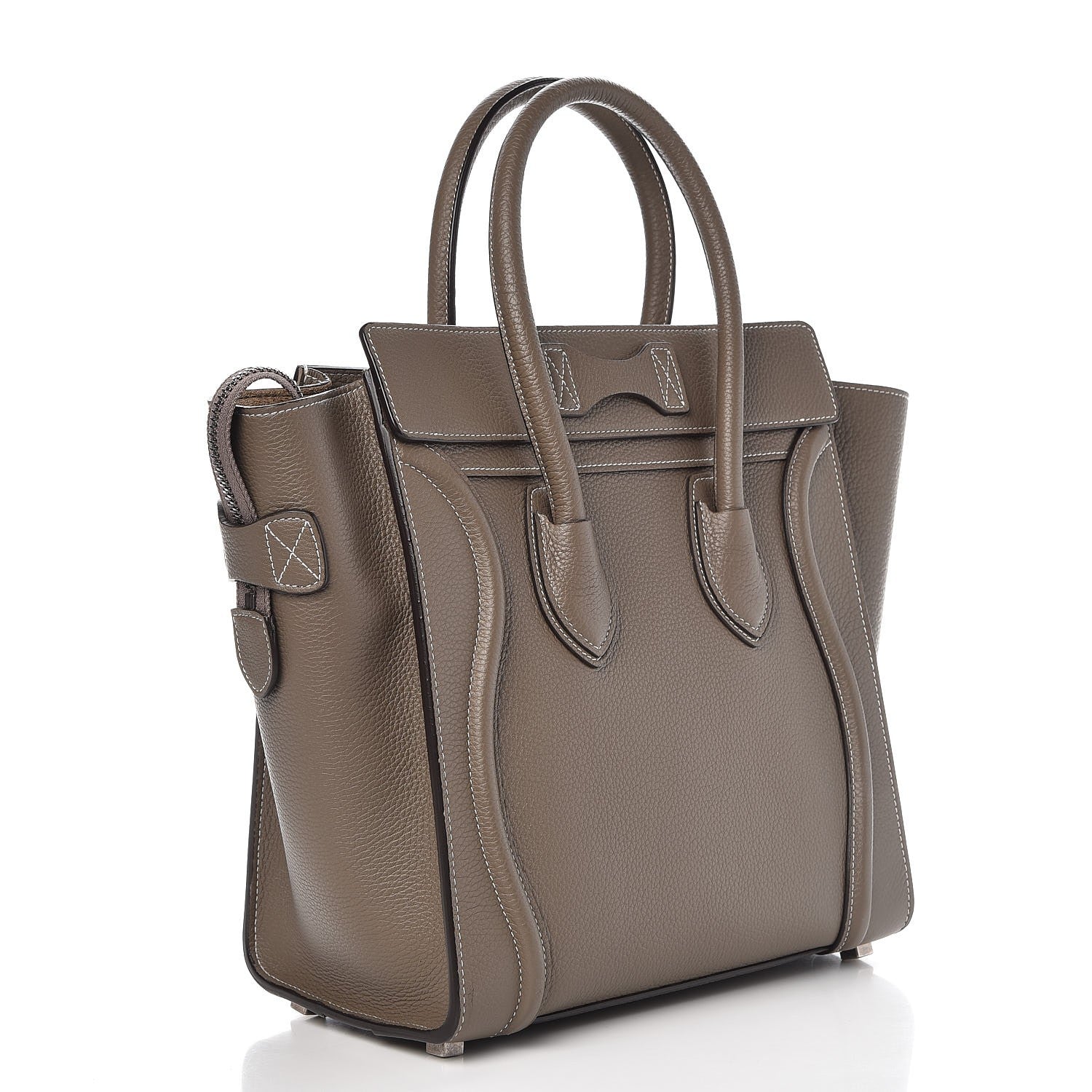 Celine Drummed Calfskin Micro Luggage Souris 3 of 9