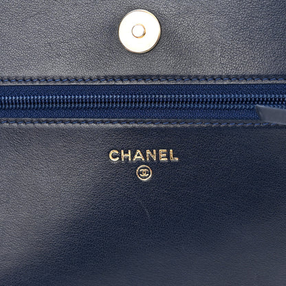 Chanel Caviar Quilted Boy Wallet On Chain WOC Navy 6 of 13