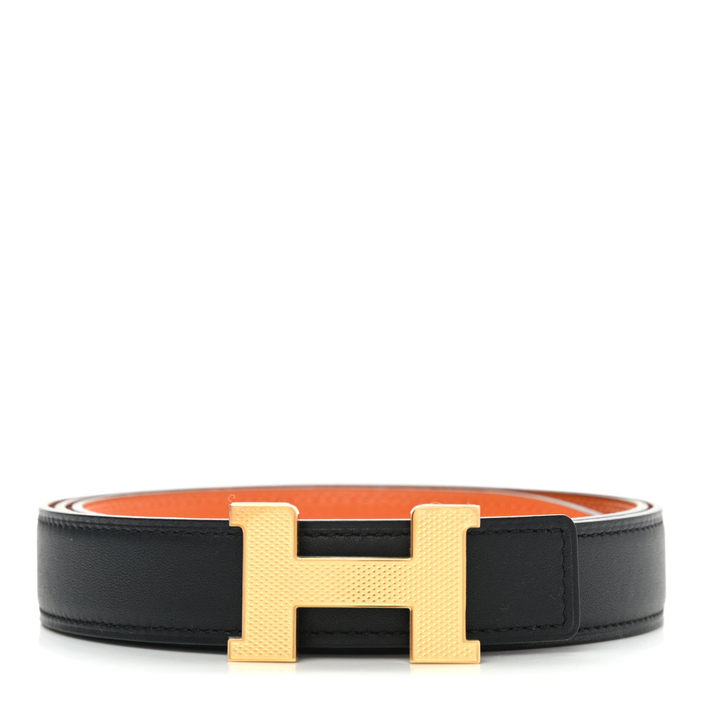 Swift Epsom 24mm Mini Constance Guilloche H Belt 95 Black Orange