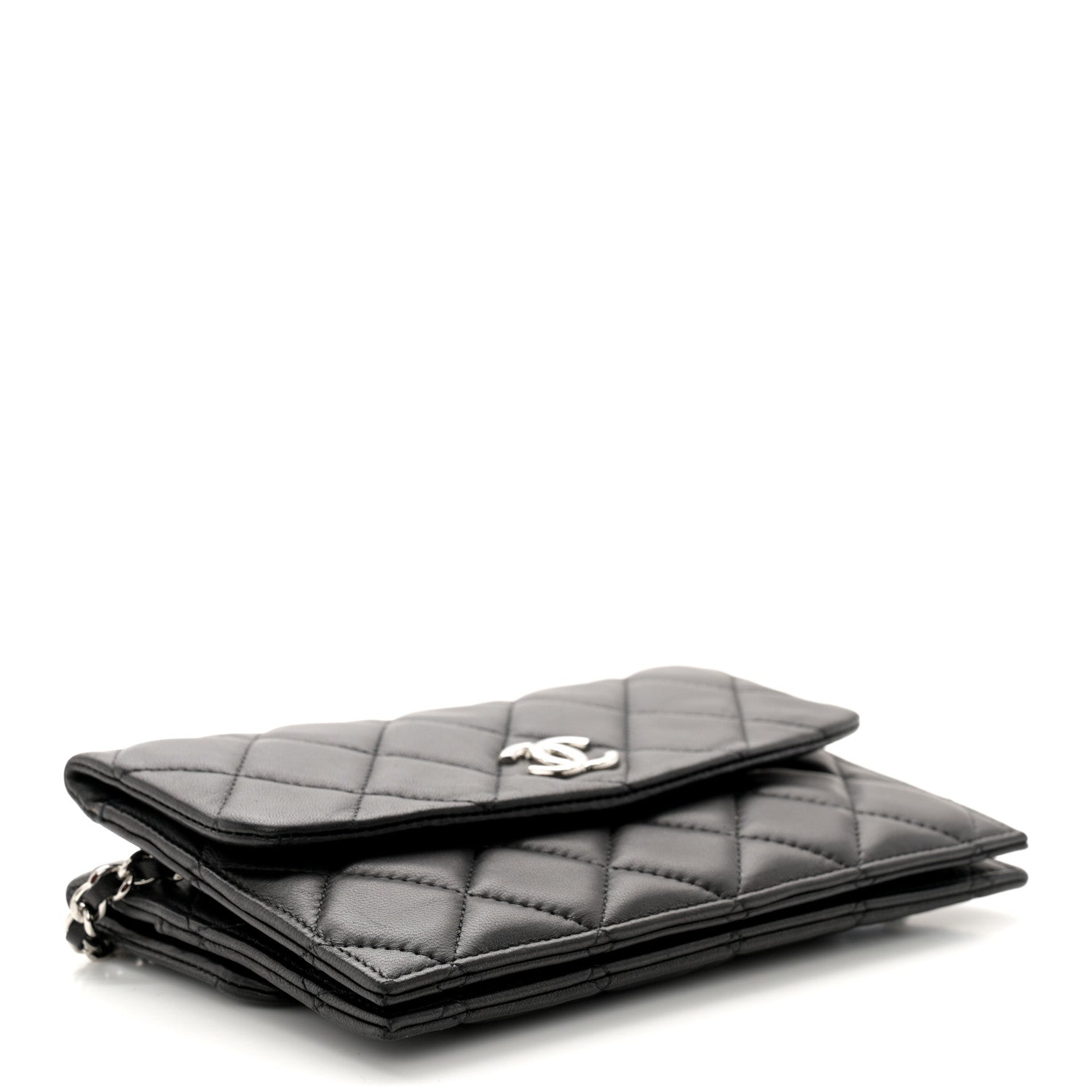 Chanel Lambskin Quilted Double Sided Wallet On Chain WOC Black 4 of 14