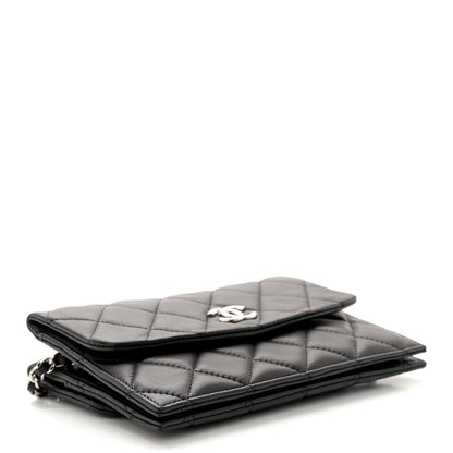 Chanel Lambskin Quilted Double Sided Wallet On Chain WOC Black 4 of 14