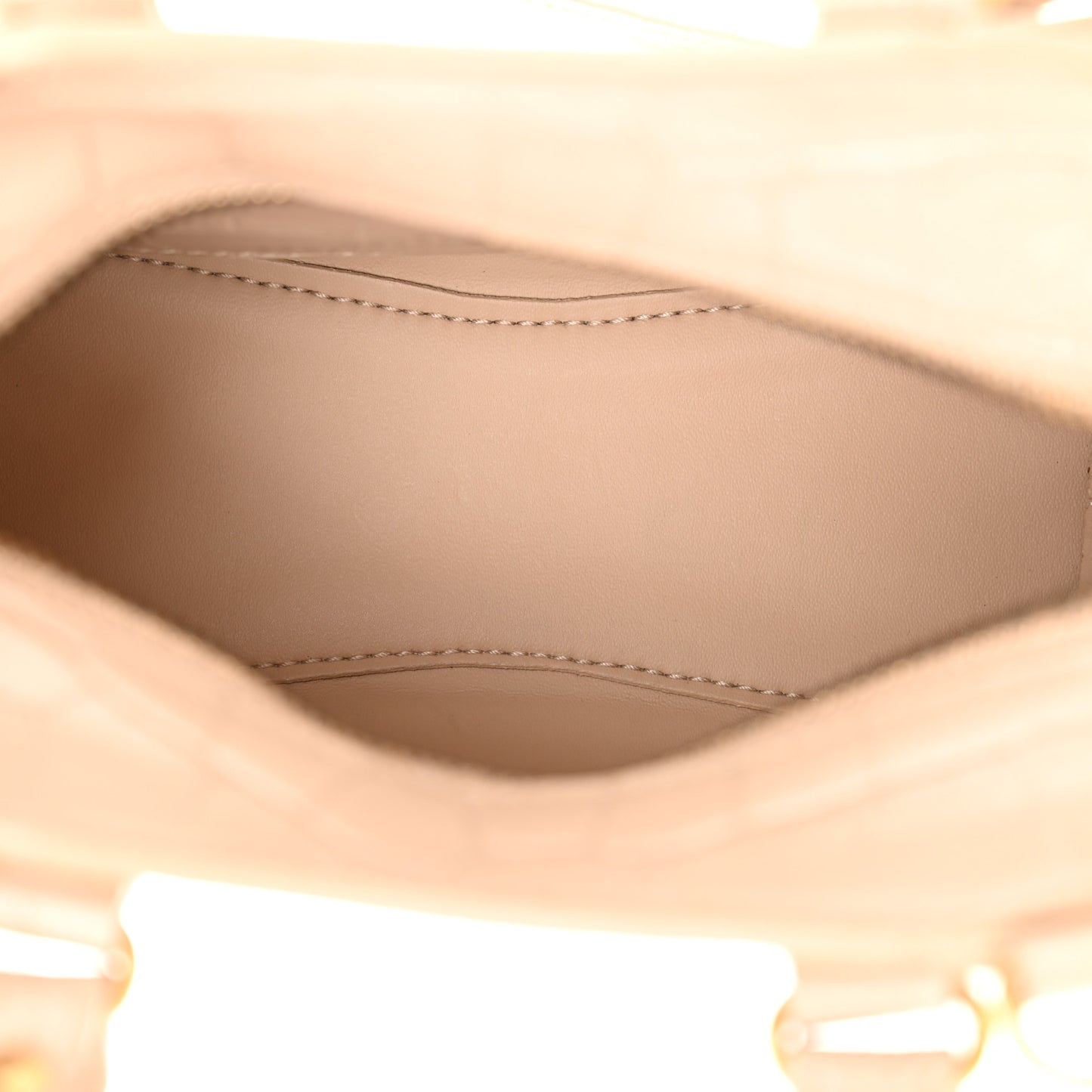 Shiny Supple Calfskin Crocodile Embossed Neo Classic Gold Hardware Nano City Crossbody Light Beige