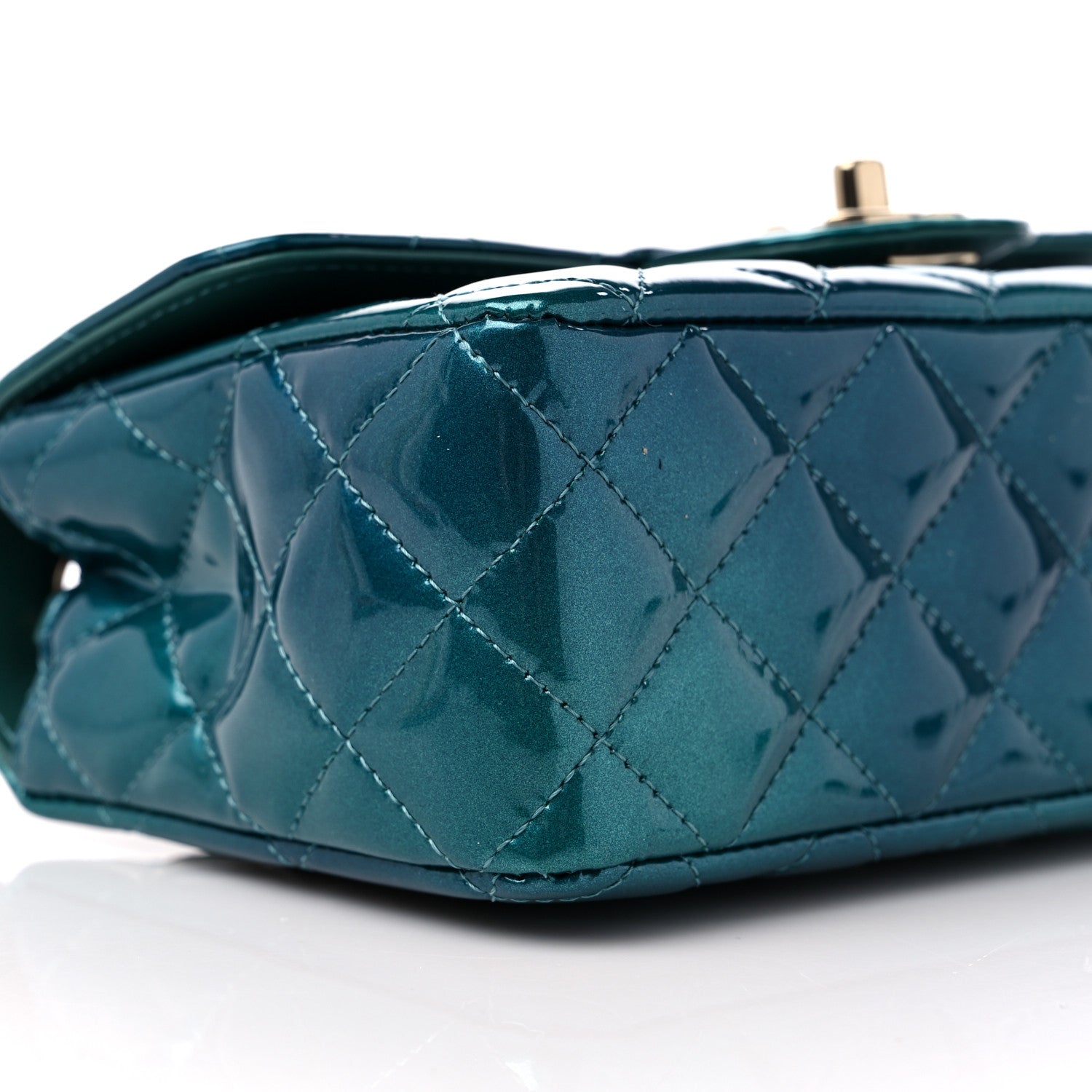 Chanel Shaded Patent Calfskin Quilted Mini Rectangular Flap Green Blue 7 of 9