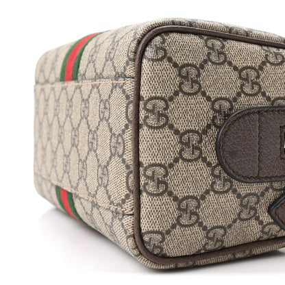Gucci GG Supreme Monogram Textured Dollar Calfskin Web Mini Ophidia Top Handle Bag Beige Ebony New Acero 10 of 11