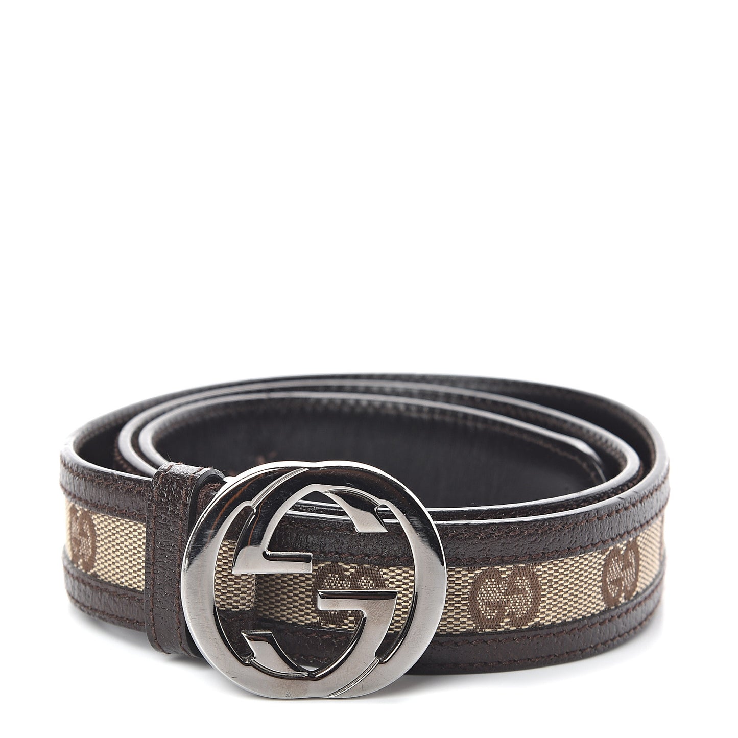 GG Plus Monogram Interlocking G Belt 80 32 Dark Brown