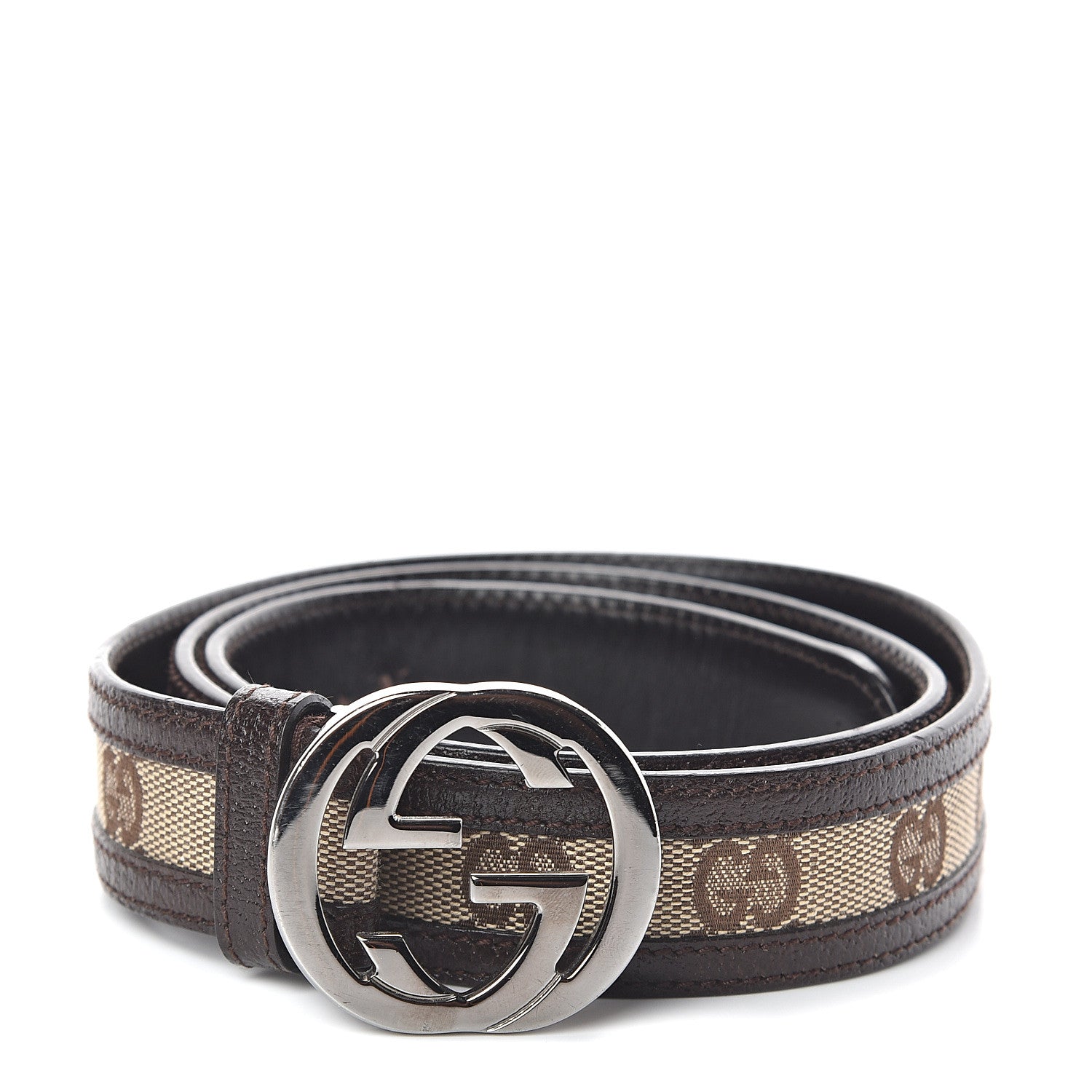 Gucci GG Plus Monogram Interlocking G Belt 80 32 Dark Brown 1 of 7
