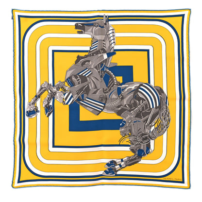 Hermes Silk Robocabar Pochette Scarf Anthracite Jaune Marine 1 of 4