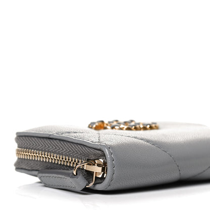 Chanel Lambskin Quilted Chanel 19 Zip Around Coin Purse Wallet Grey 8 of 12
