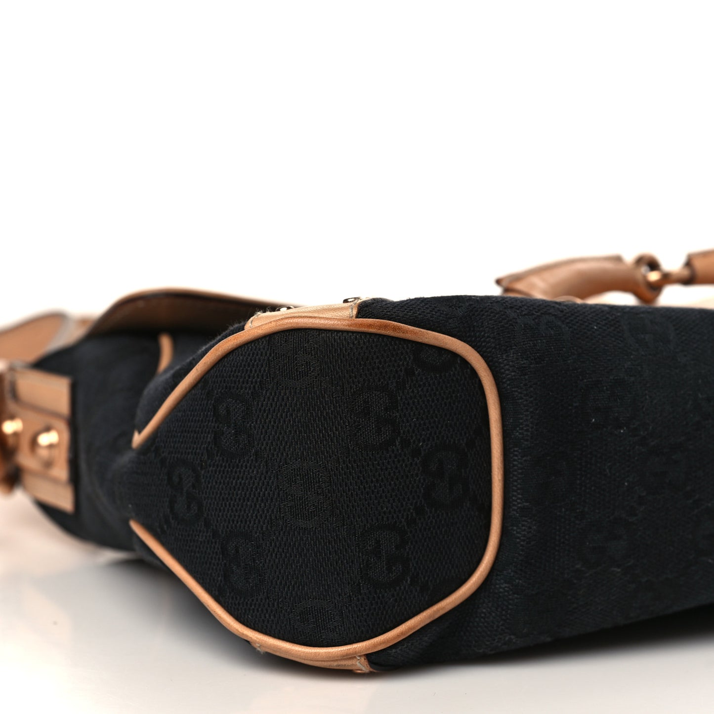 Monogram Horsebit Chain Studded Flap Shoulder Bag Black