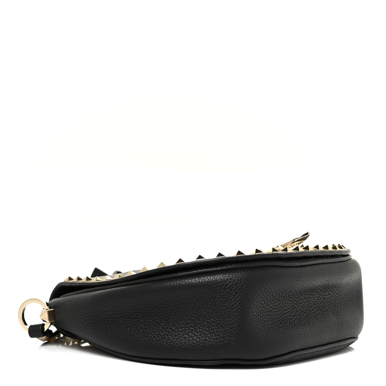 Valentino Garavani Grained Calfskin Rockstud Saddle Bag Black 4 of 16