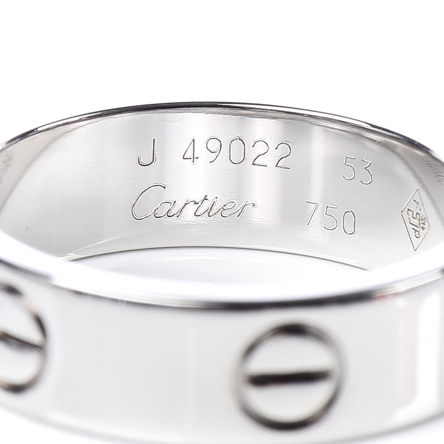 18K White Gold 5.5mm LOVE Ring 53 6.25